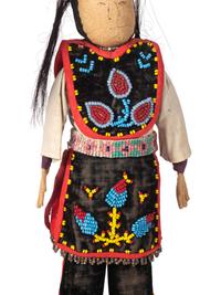 Haudenosaunee Corn Husk Female Doll AND Anishinaabe Beaded Doll