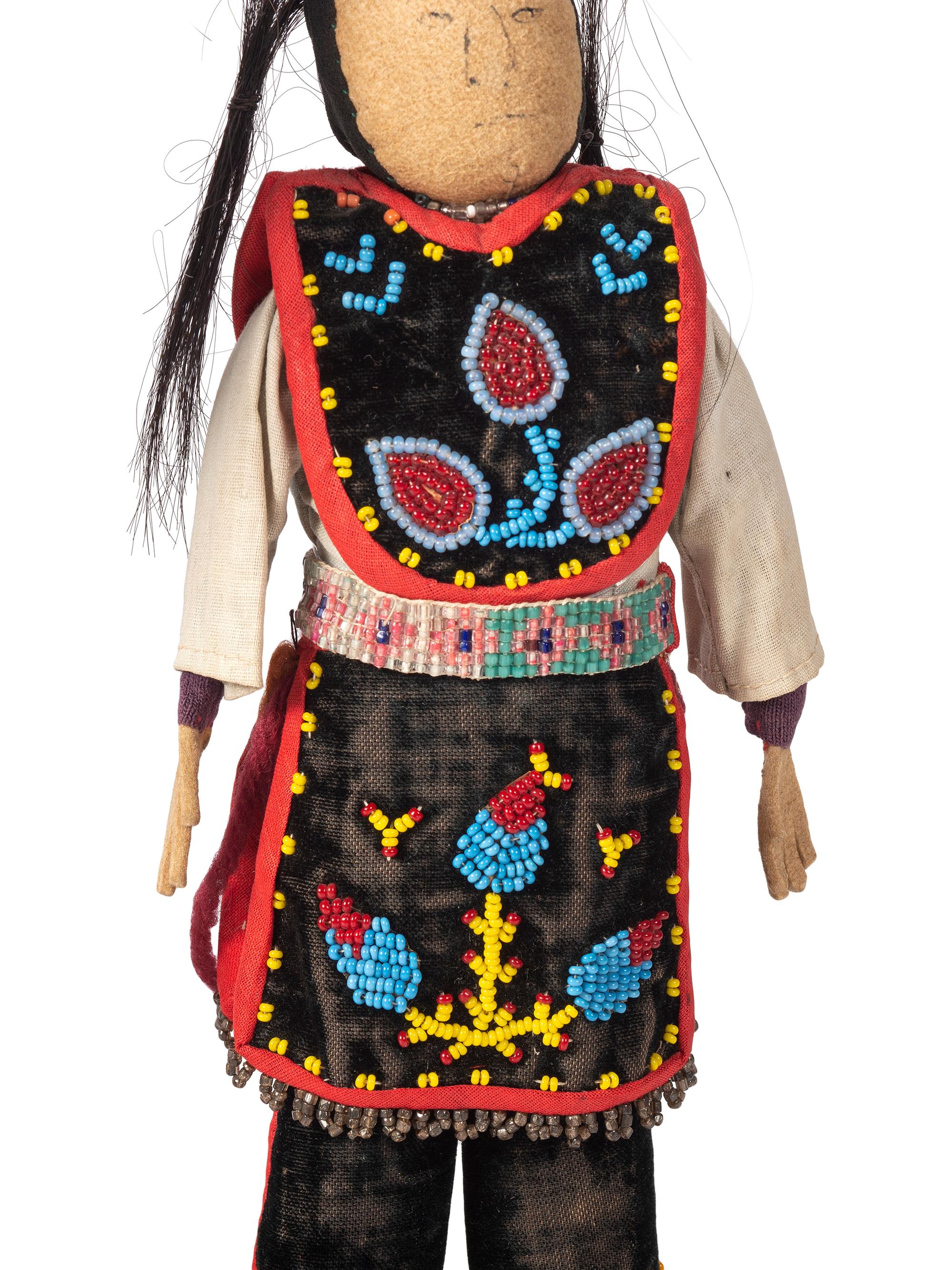 Haudenosaunee Corn Husk Female Doll AND Anishinaabe Beaded Doll