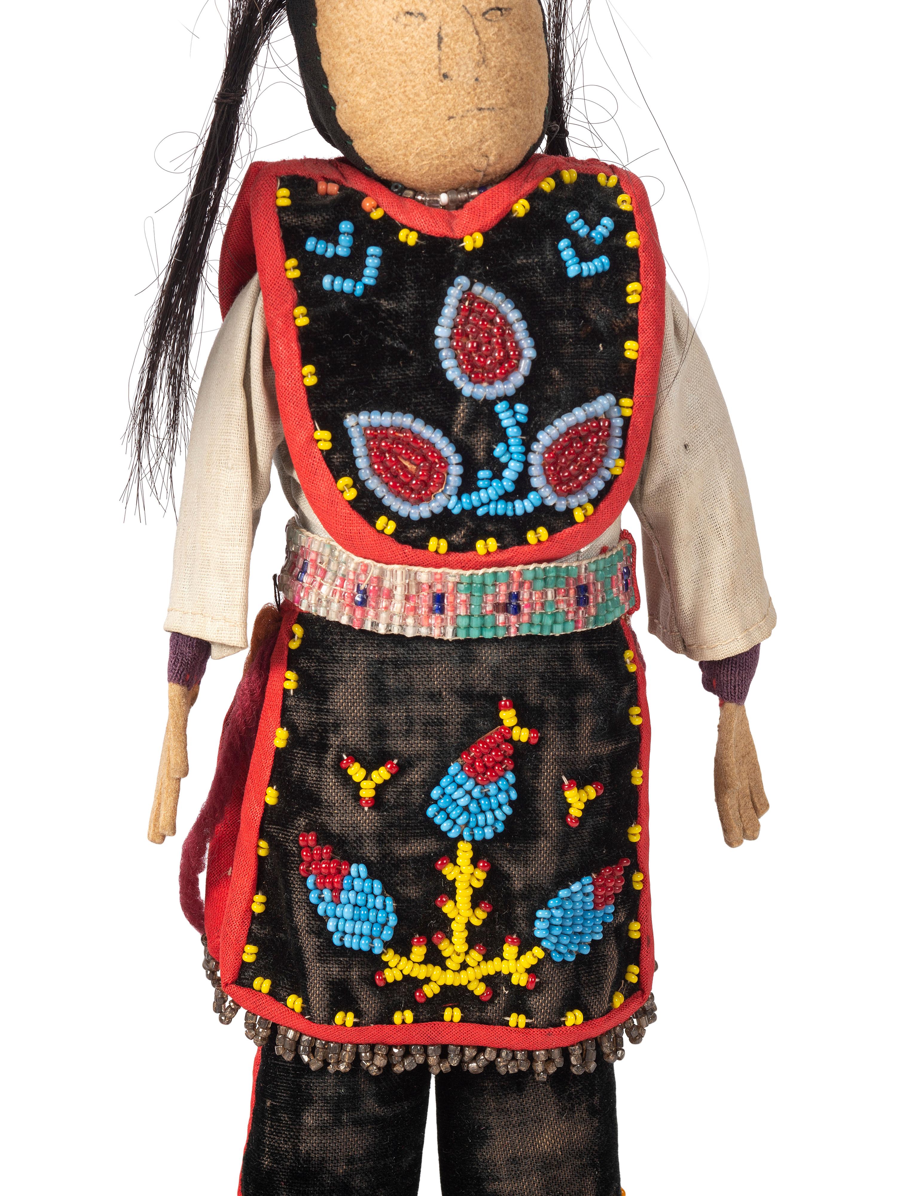 Haudenosaunee Corn Husk Female Doll AND Anishinaabe Beaded Doll