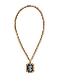 VICTORIAN, ONYX CAMEO LOCKET PENDANT NECKLACE