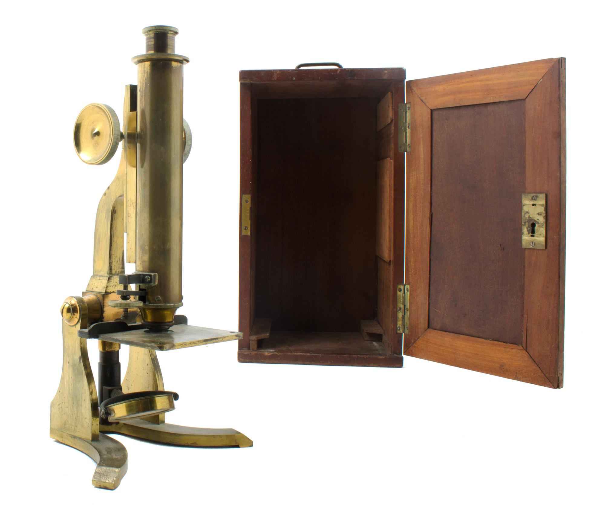 An English Brass Microscope Height 12 1/2 inches. — TALMAN, LONDON, 19TH CENTURY