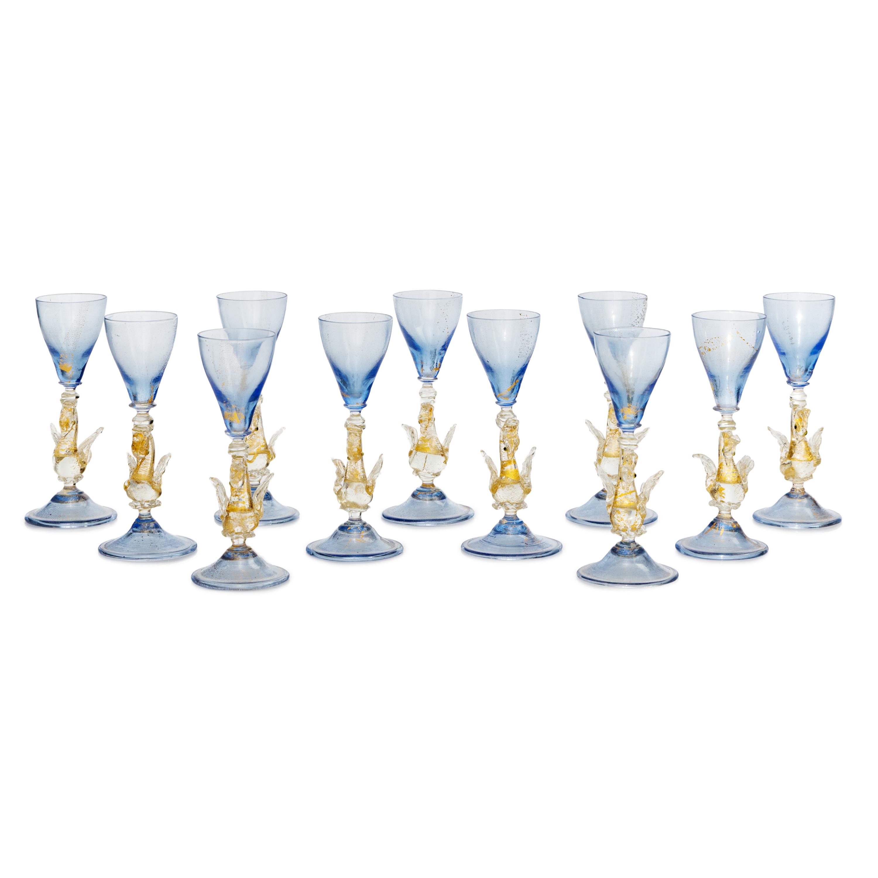 A Set of Eleven Murano Glass Cordials