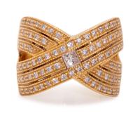 An 18 Karat Yellow Gold and Diamond Ring,