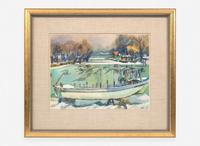 Henry Koerner (American/Austrian, 1915–1991) - Docked Boat in Winter