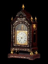 A Chinese Mother-of-Pearl Inlaid Sandalwood 'Longevity' Mantel Clock