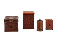A Japanese Dressing Chest, a Tea Caddy, a Carved Box and a Continental Musical Humidor