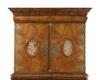 A Continental Baroque Brass Mounted Walnut Cabinet on Chest