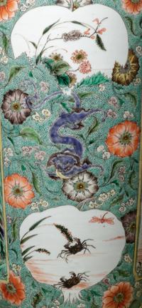 A Famille Verte Porcelain Rouleau Vase