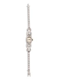 HAMILTON, PLATINUM AND DIAMOND WRISTWATCH
