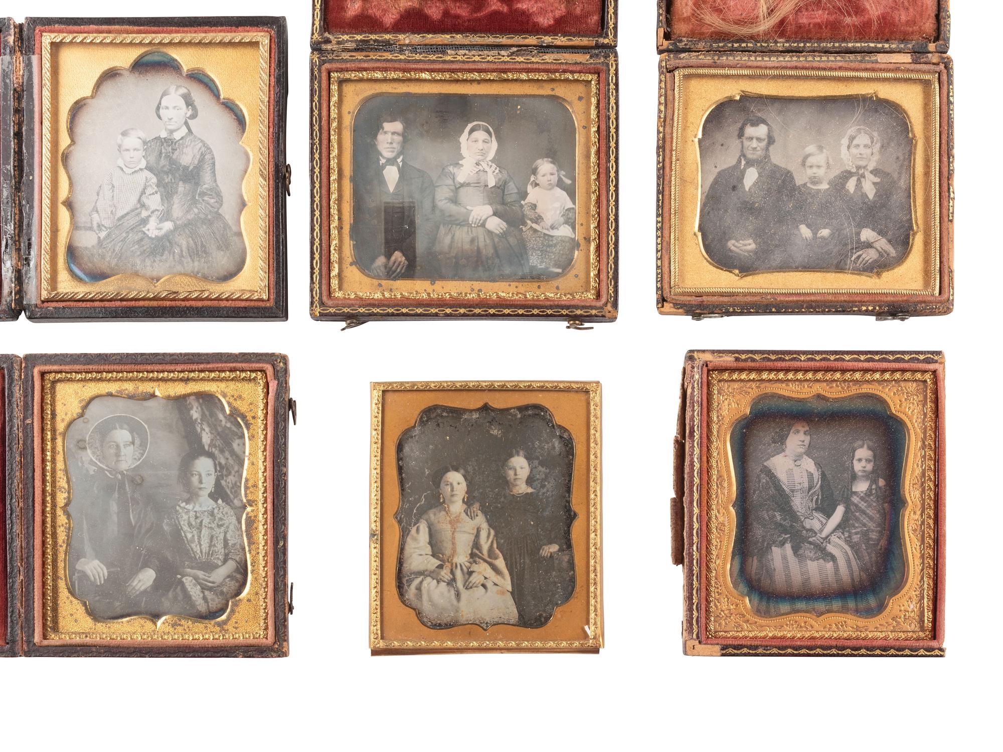[EARLY PHOTOGRAPHY]. 20 sixth plate daguerreotypes of parents and children.