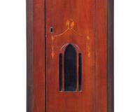 A Federal Carved And Inlaid Walnut and Cherrywood Tall Case Clock
