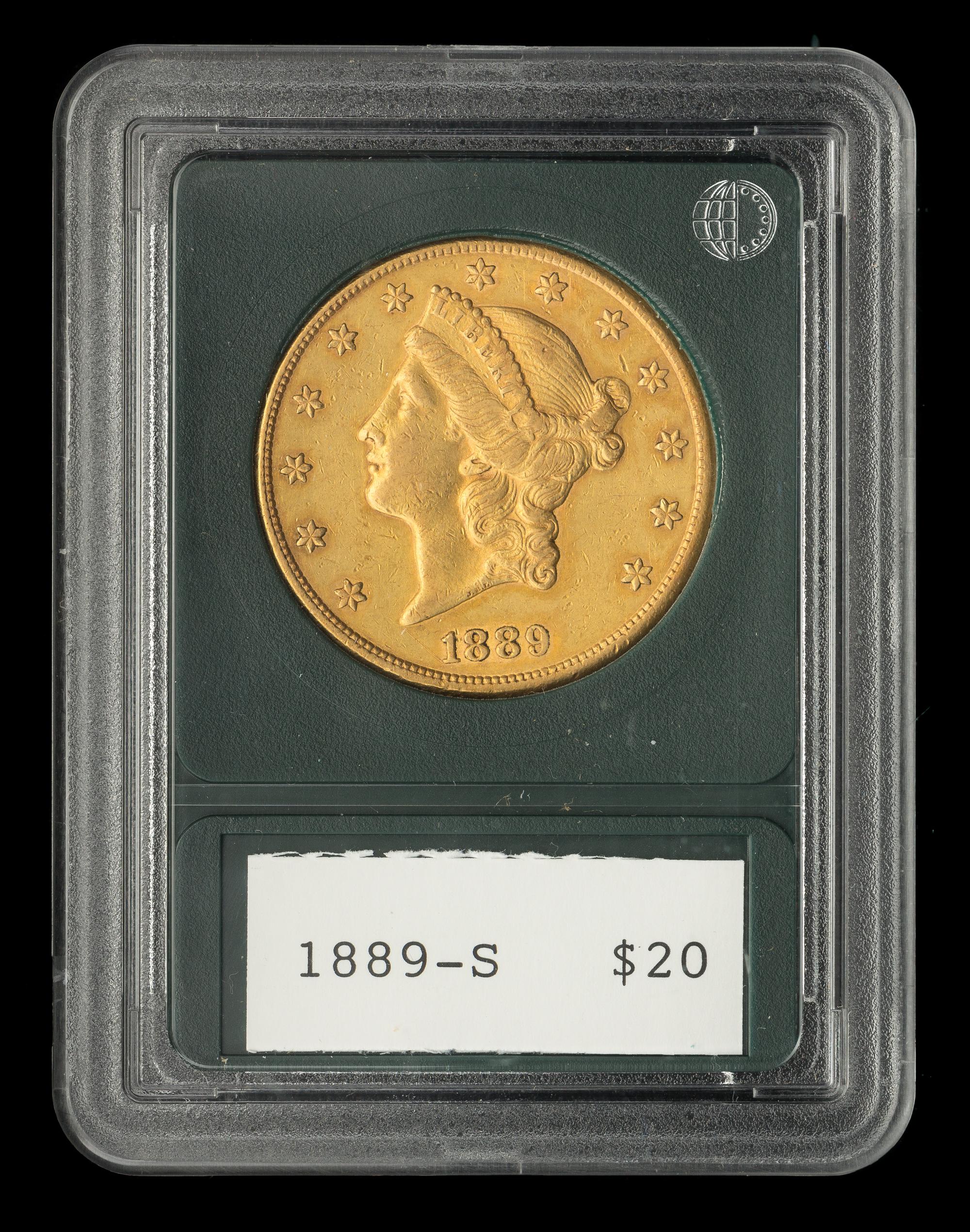 A United States 1889-S Liberty Head $20 Gold Coin