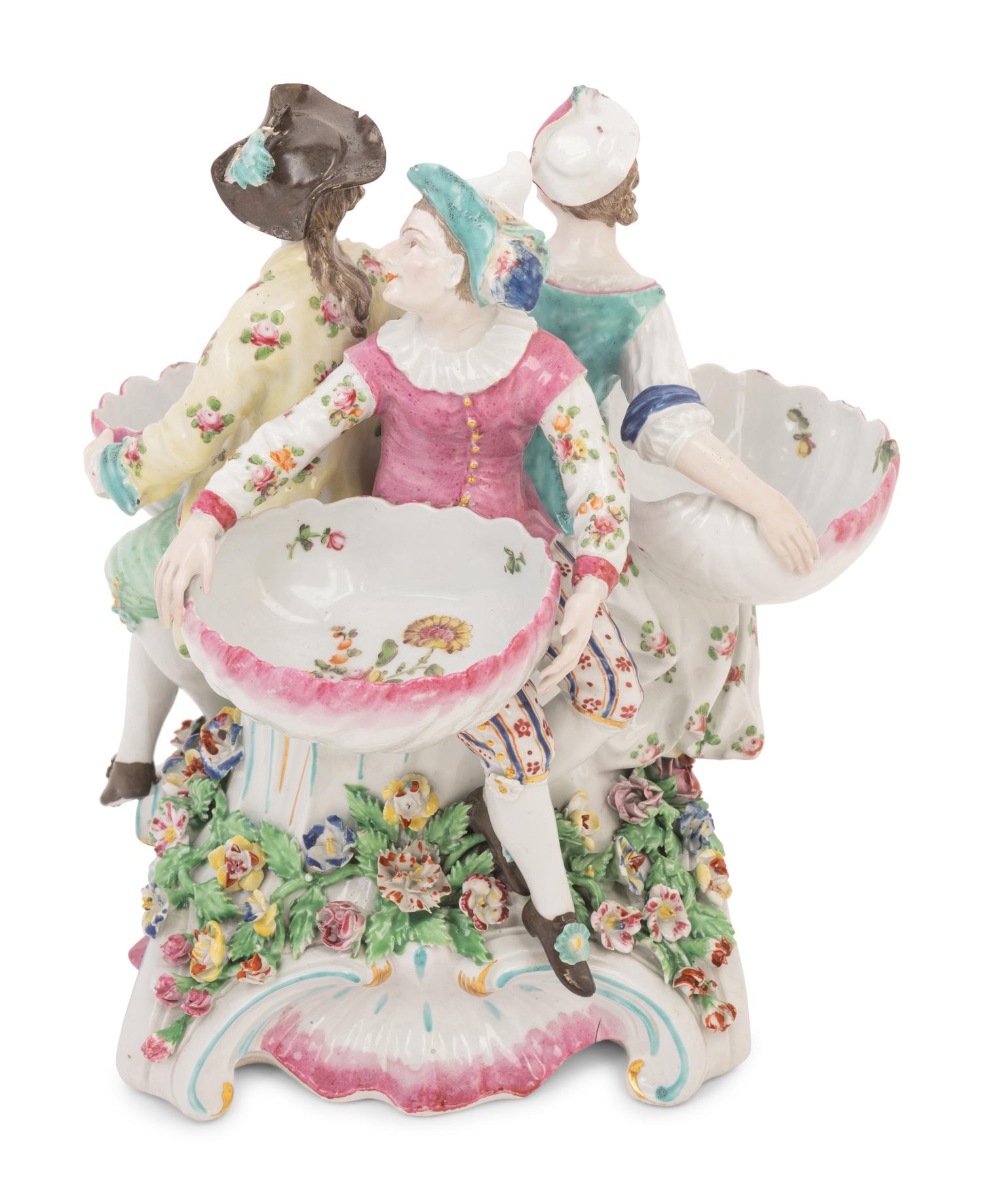A Derby Porcelain Sweet Meat Dish Figural Group
