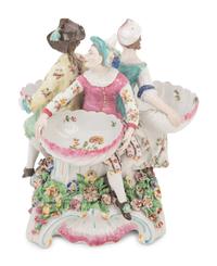 A Derby Porcelain Sweet Meat Dish Figural Group