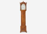 A Chippendale Shell-Carved Cherrywood Block-Front Tall Case Clock