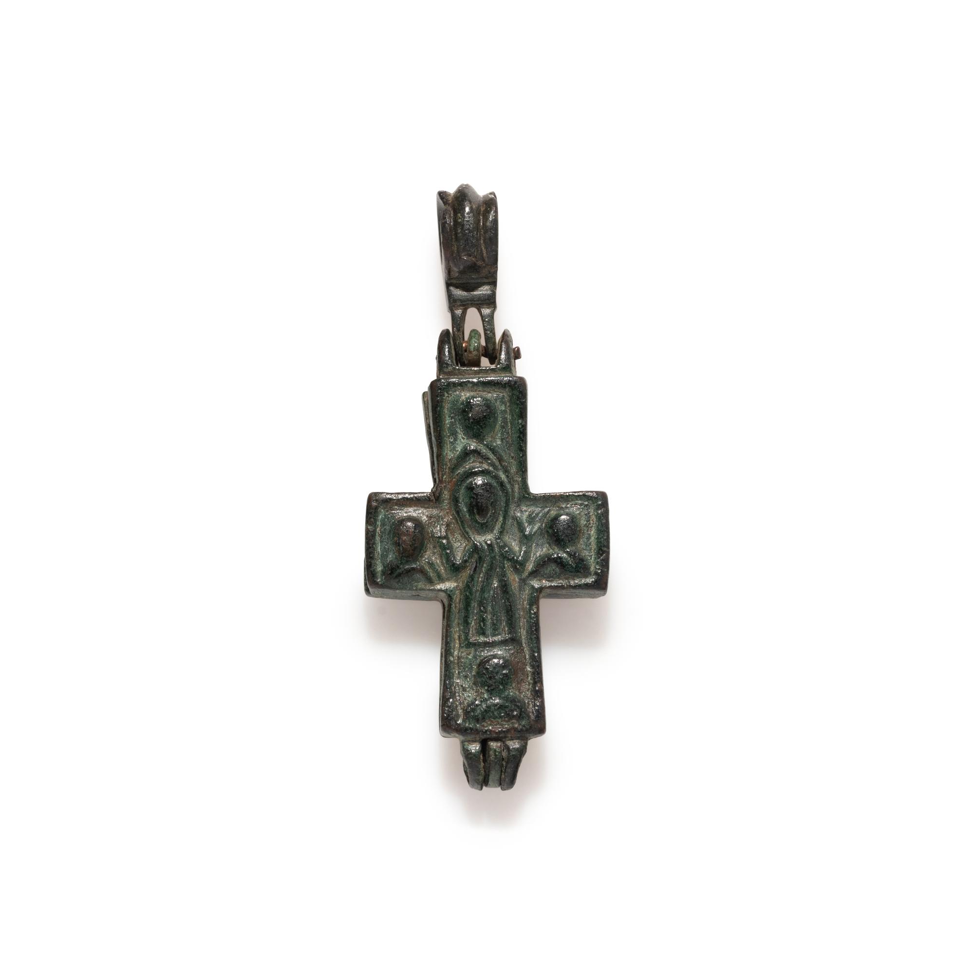 A Byzantine Bronze Cross Reliquary Pendant