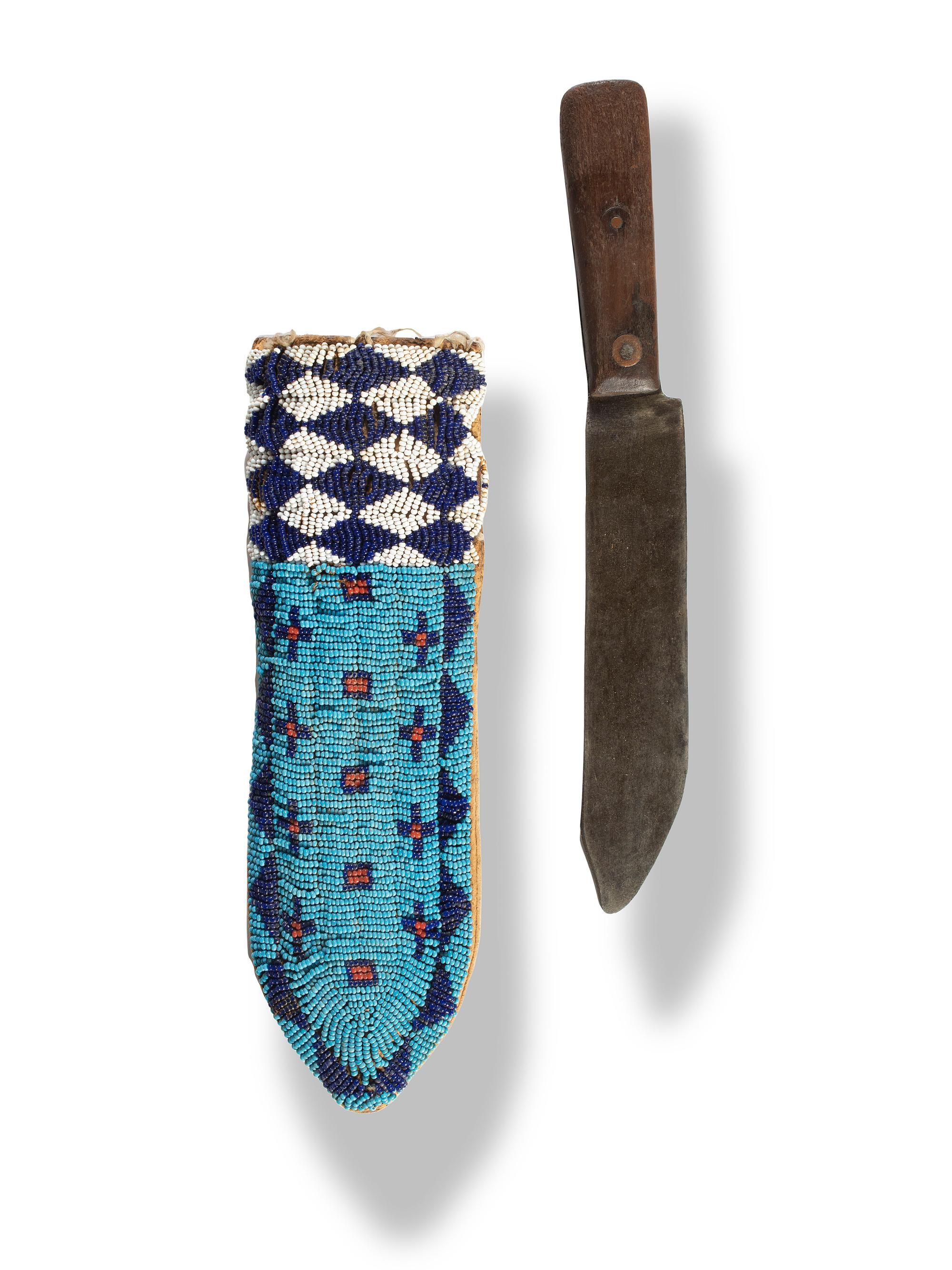 Northern Plains Beaded Hide Knife Sheath, with Knife
