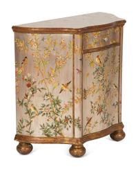 A Silvered and Chinoiserie Decorated Serpentine Console Cabinet