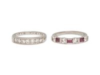 TIFFANY & CO., RUBY AND DIAMOND RING AND DIAMOND RING