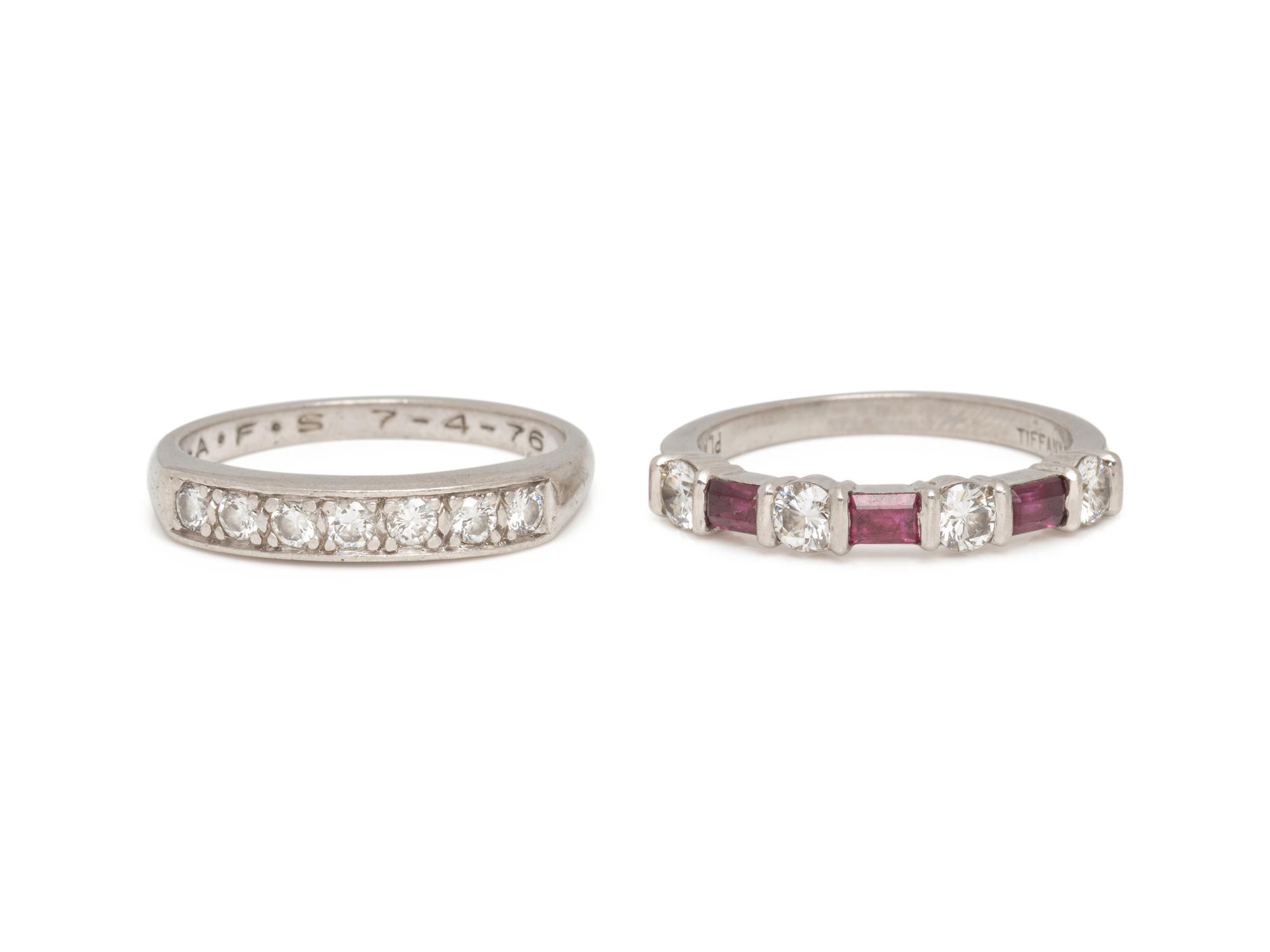 TIFFANY & CO., RUBY AND DIAMOND RING AND DIAMOND RING