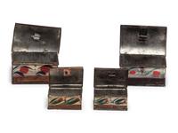 Four Miniature Polychrome Painted Tole Boxes