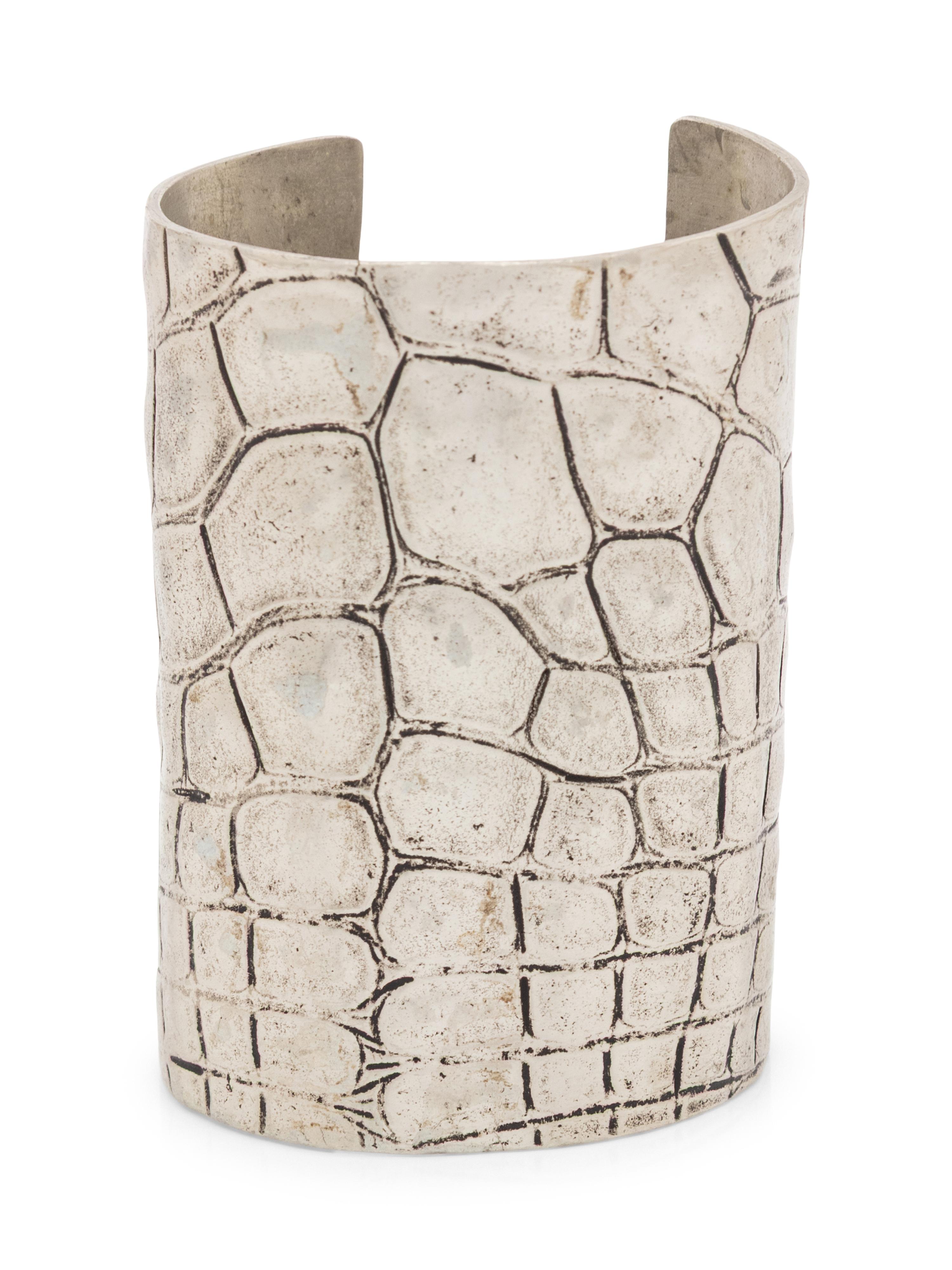 Yves Saint Laurent, Croc-Embossed Metal Cuff