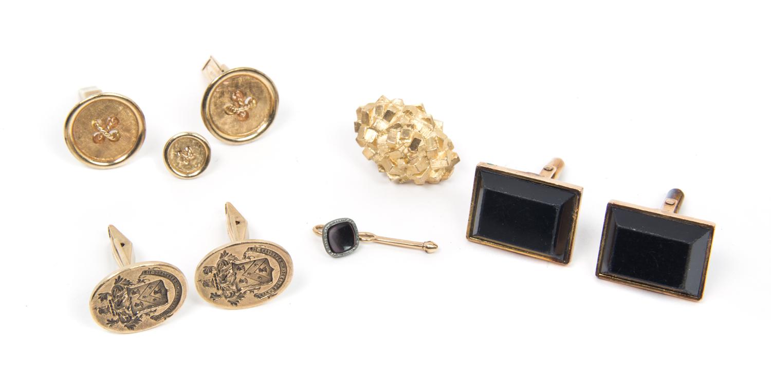 An Assortment of Men's Gold Jewelry,