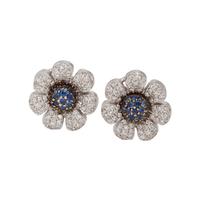 SAPPHIRE AND DIAMOND FLOWER EARCLIPS