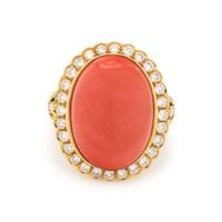 CORAL AND DIAMOND RING