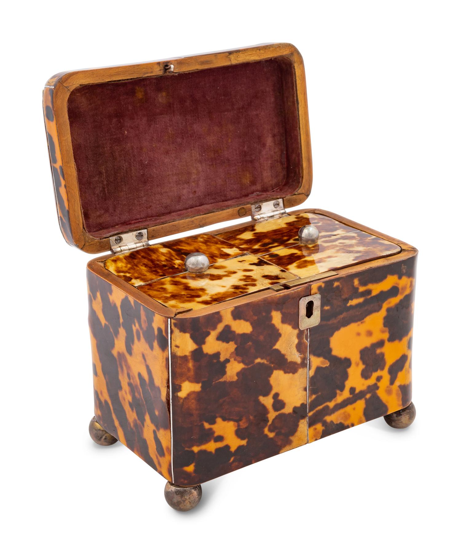 A George III Tortoiseshell Tea Caddy