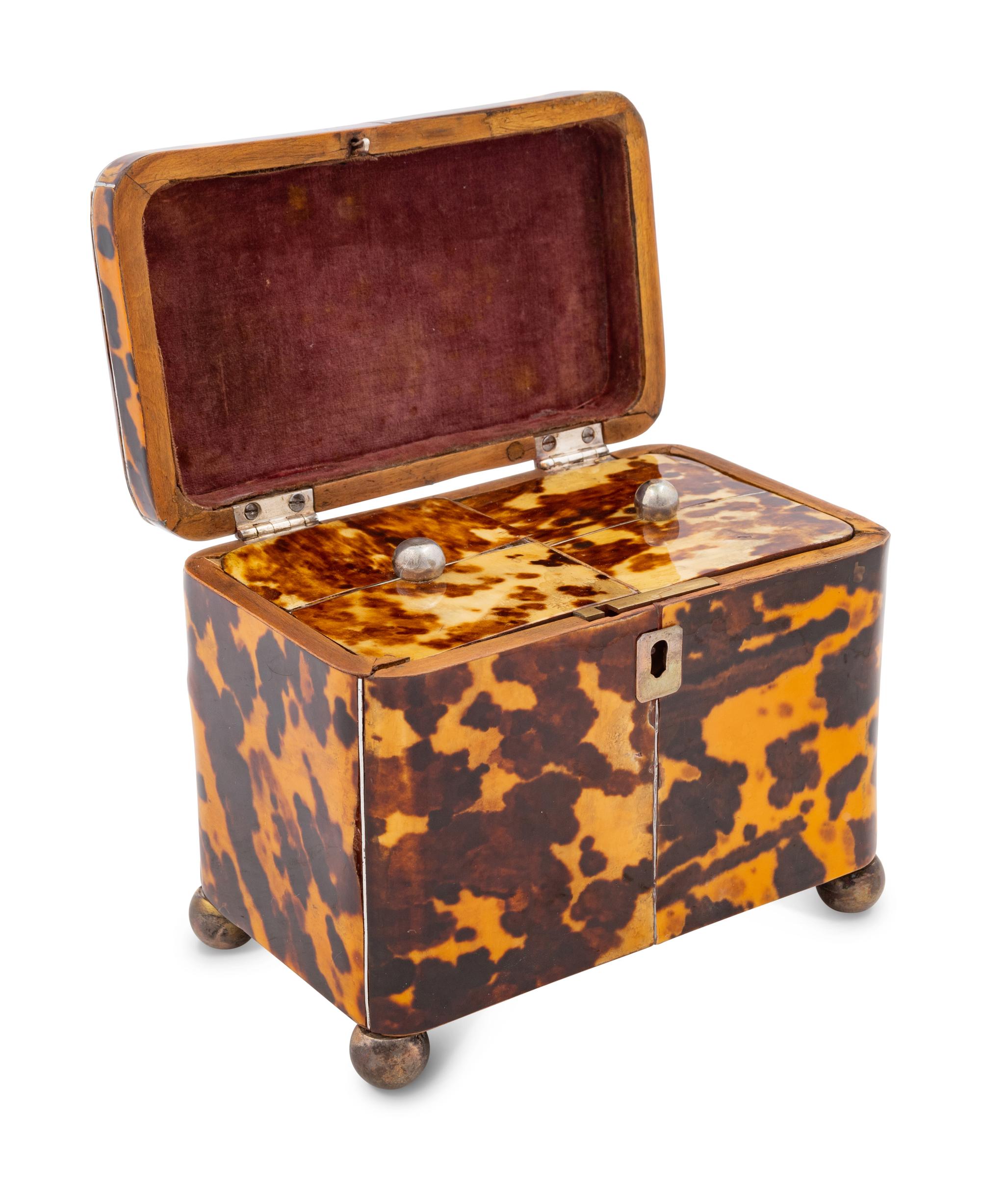 A George III Tortoiseshell Tea Caddy