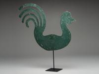 A Cut and Painted Sheet Metal Rooster Weathervane
