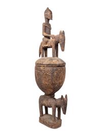 A Dogon Carved Figural Offering Bowl
