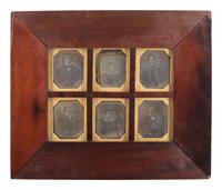 [EARLY PHOTOGRAPHY]. A group of 10 European daguerreotypes housed in wall frames, incl. family of 6 housed in wooden frame.