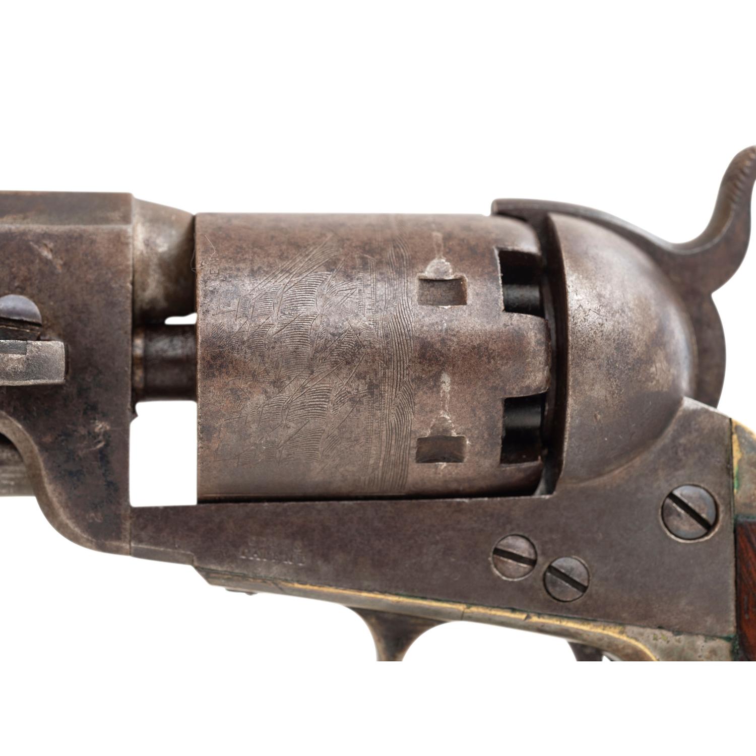 Colt Fourth Model 1851 Navy Revolver in Casing Made from an Old Box