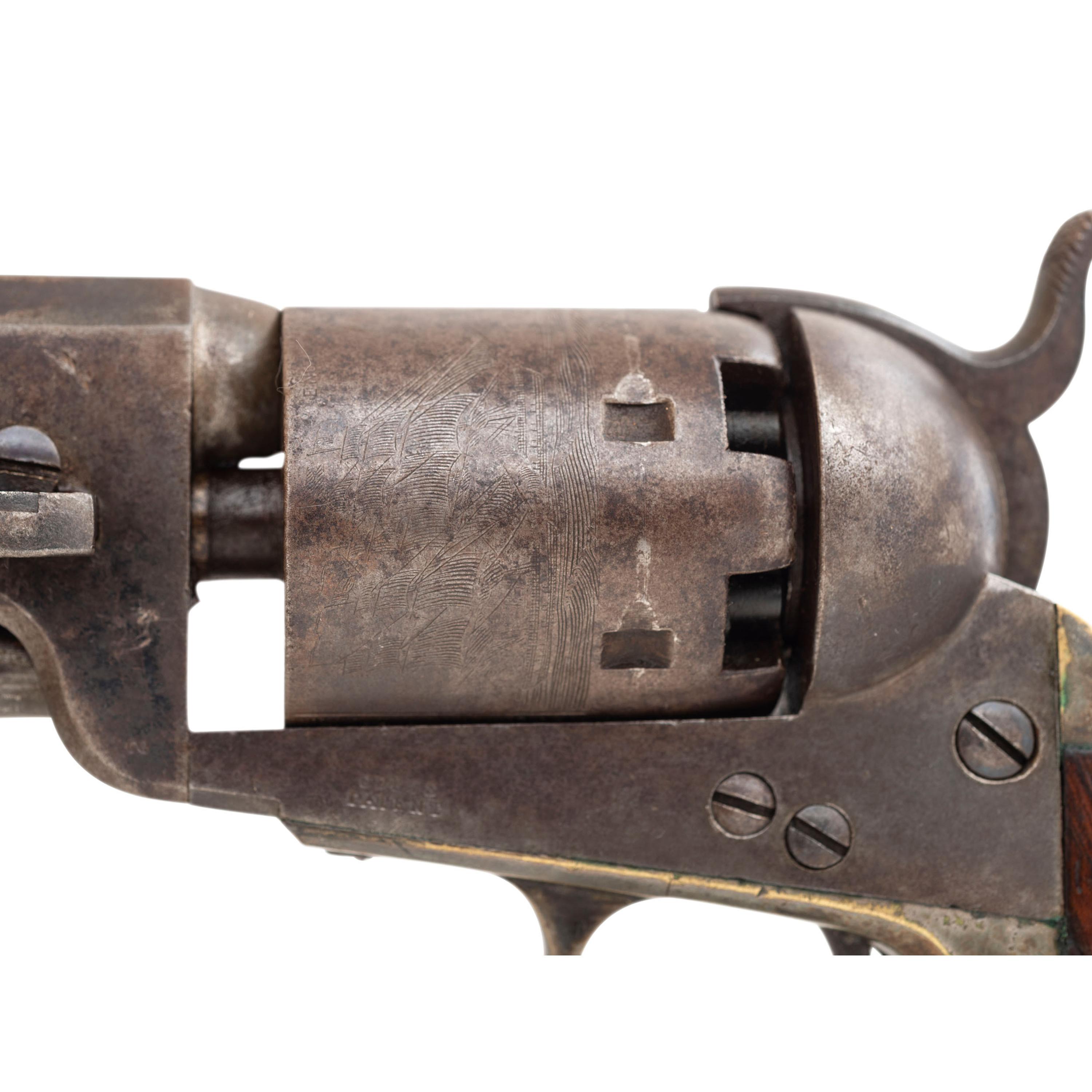Colt Fourth Model 1851 Navy Revolver in Casing Made from an Old Box