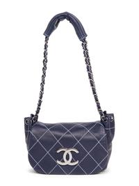 CHANEL, NAVY SURPIQUE SMALL FLAP BAG