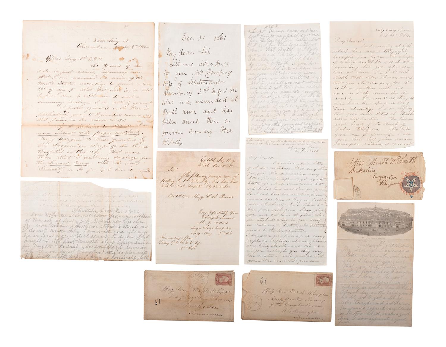 [CIVIL WAR-NEW YORK]. A group of letters and documents relating to New York regiments, comprising: