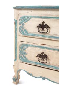 A Louis XV Provincial Blue and Cream-Painted Commode