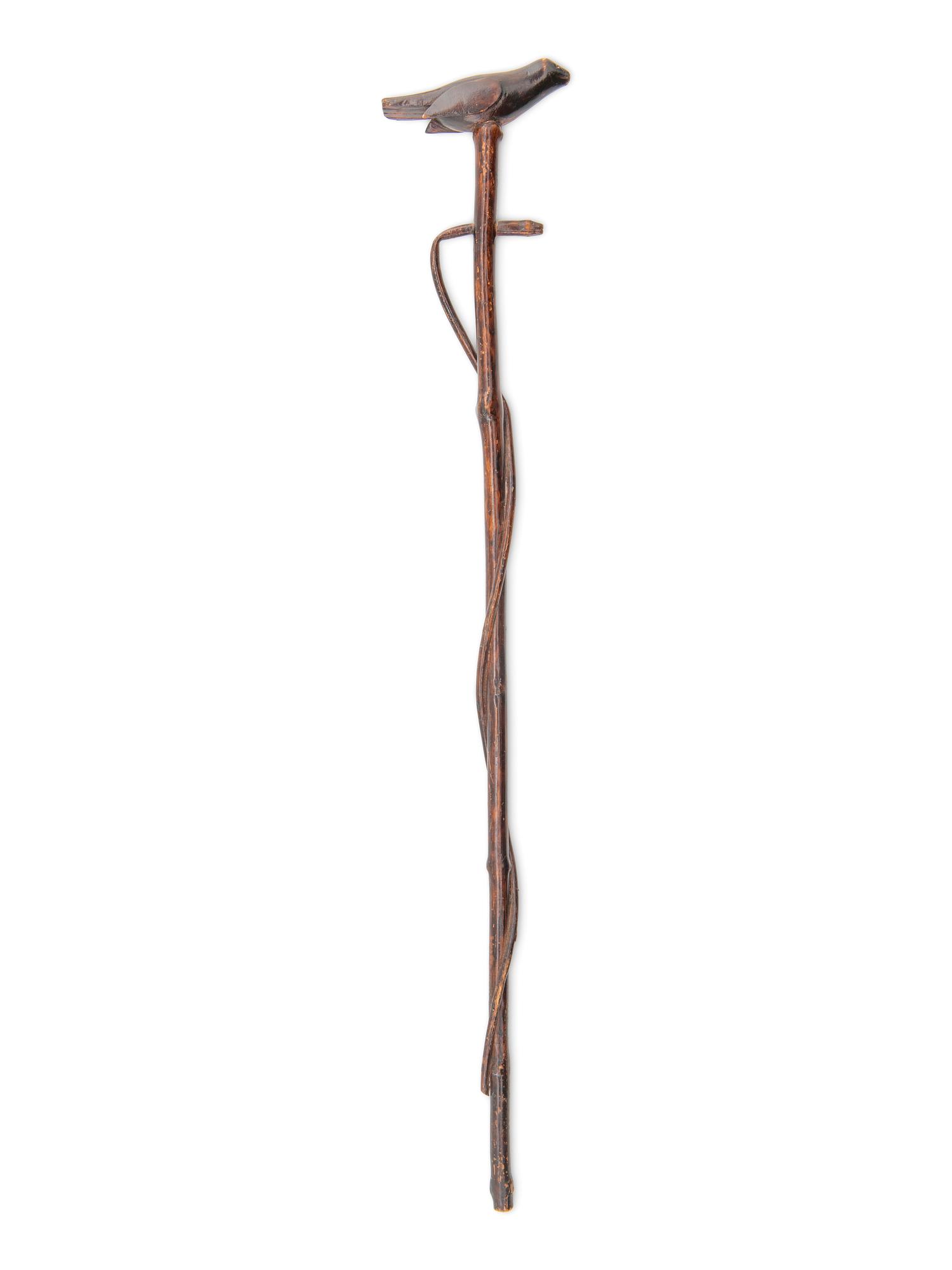 A Folk Art Carved Wood Bird and Serpent Cane