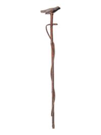 A Folk Art Carved Wood Bird and Serpent Cane