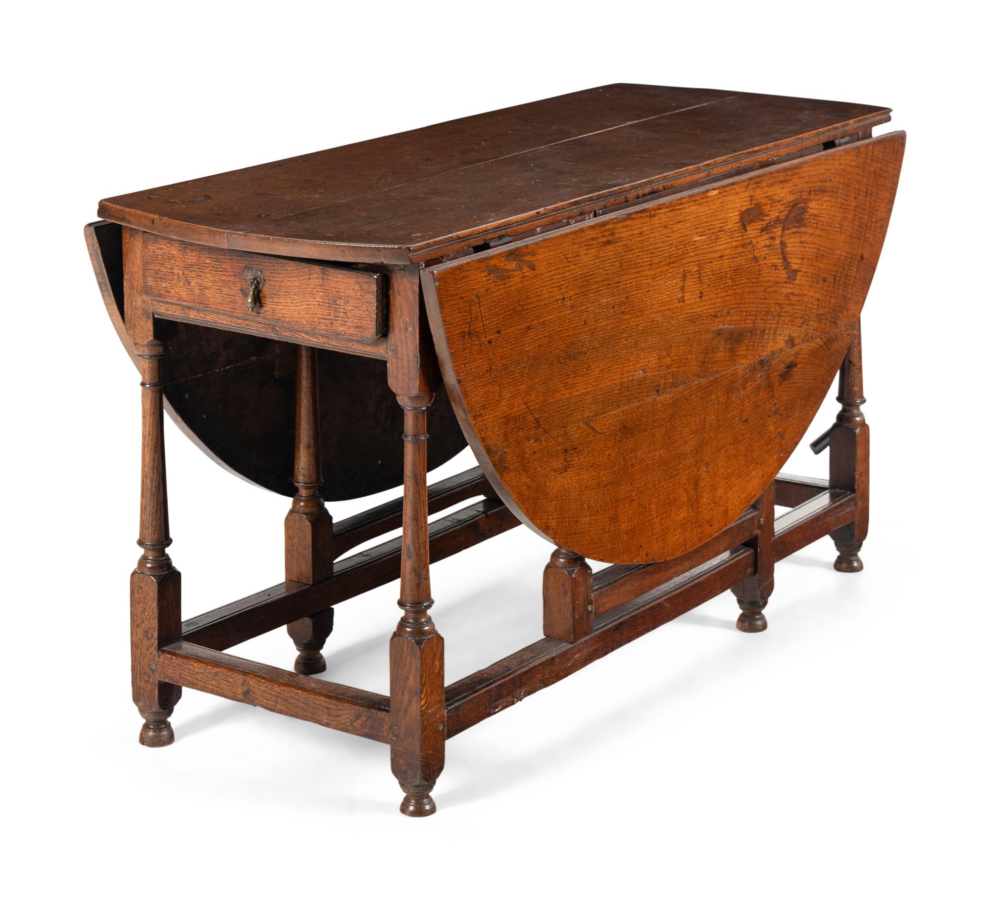 A William and Mary Style Oak Drop-Leaf Table