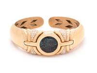 BVLGARI, YELLOW GOLD, ANCIENT COIN AND DIAMOND CUFF BRACELET