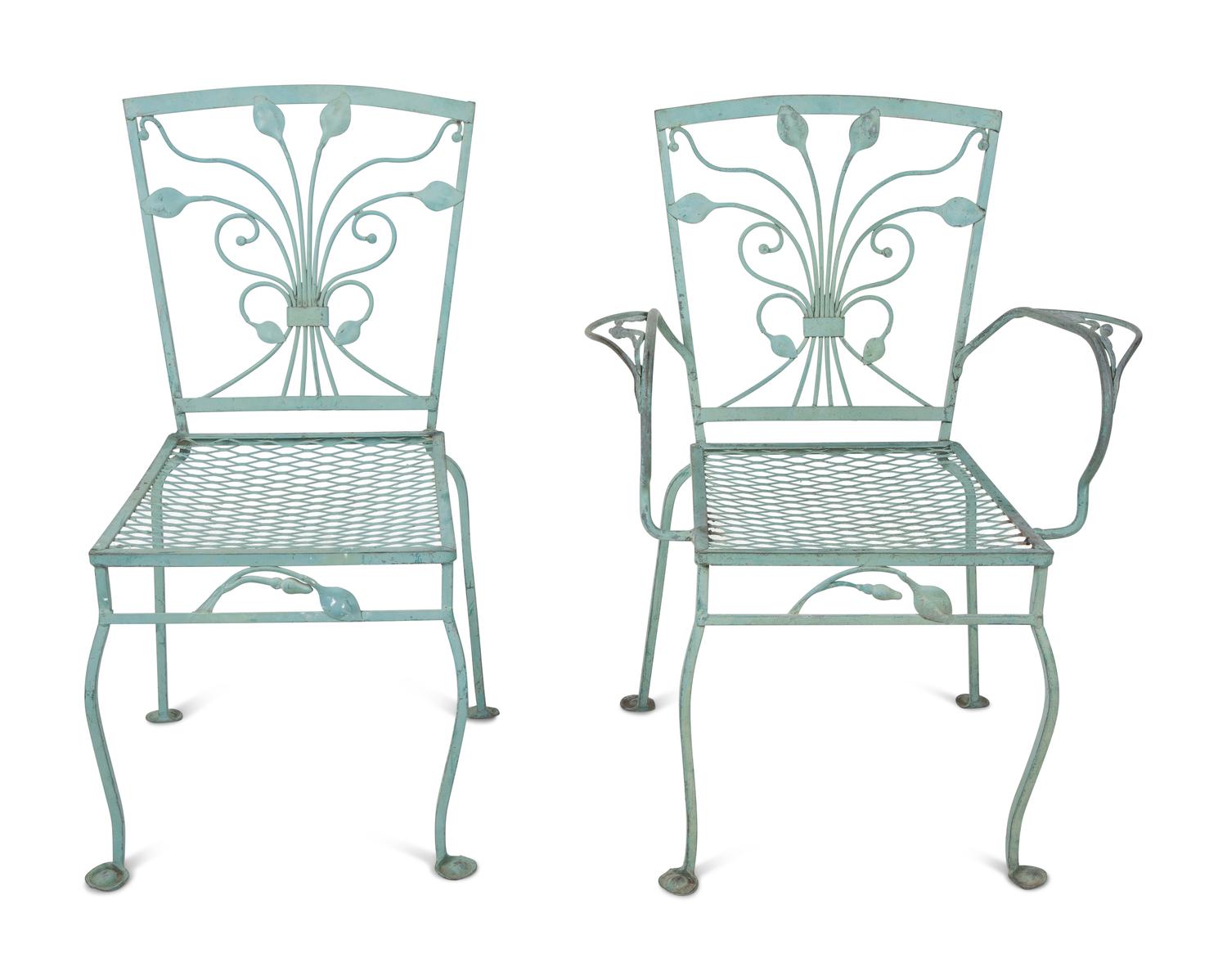 Six Salterini Laurel Wrought Iron Dining Chairs — 20TH CENTURY