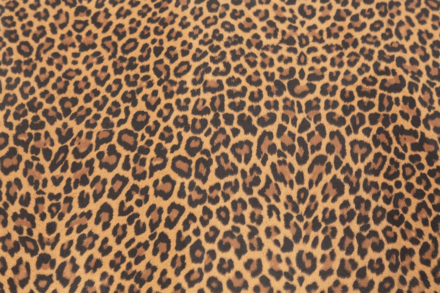 A Louis XIV Carved Walnut Tabouret with Leopard Print Upholstery