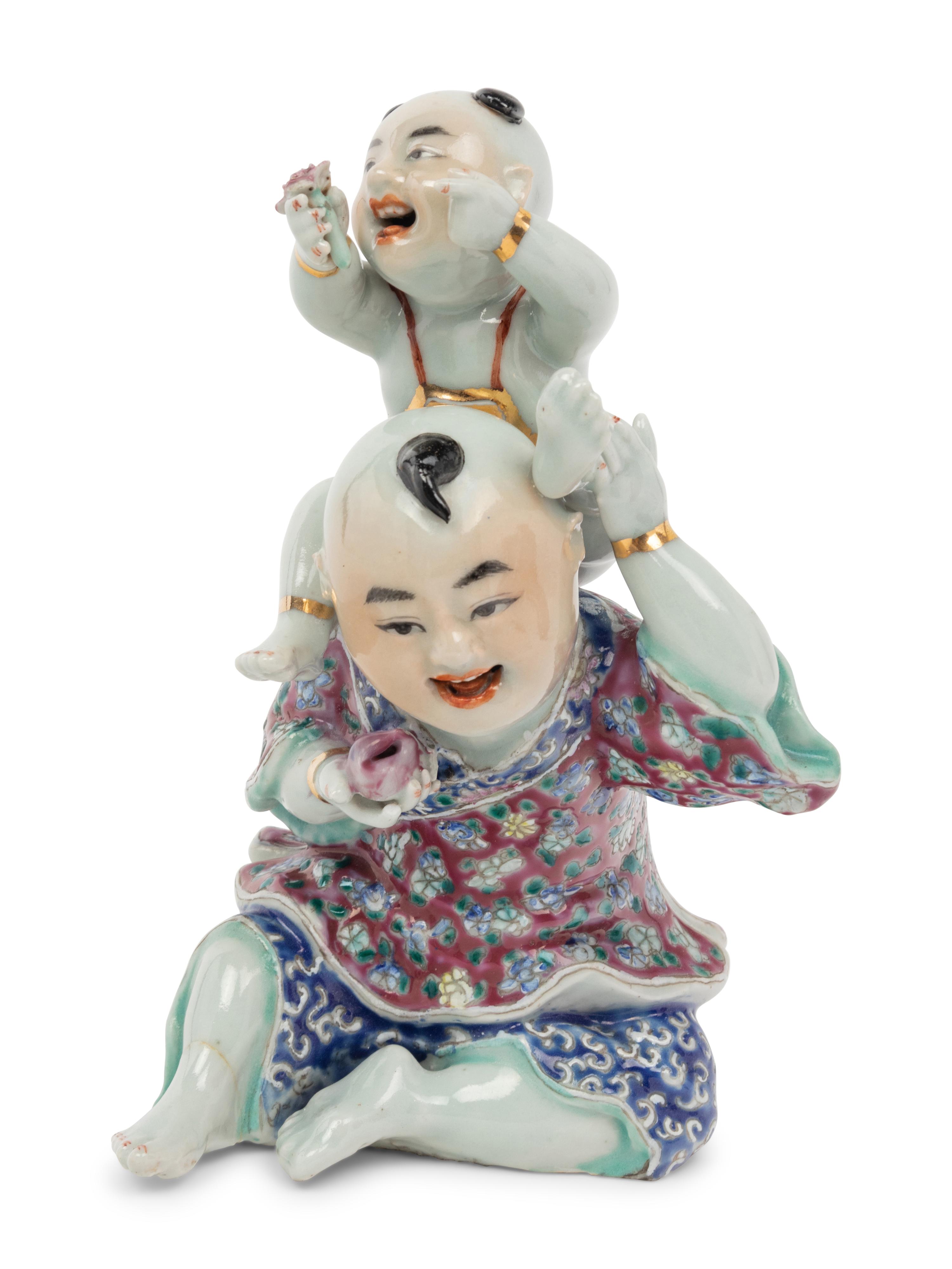 Seven Chinese Porcelain Vases and A Chinese Famille Rose Porcelain Figures