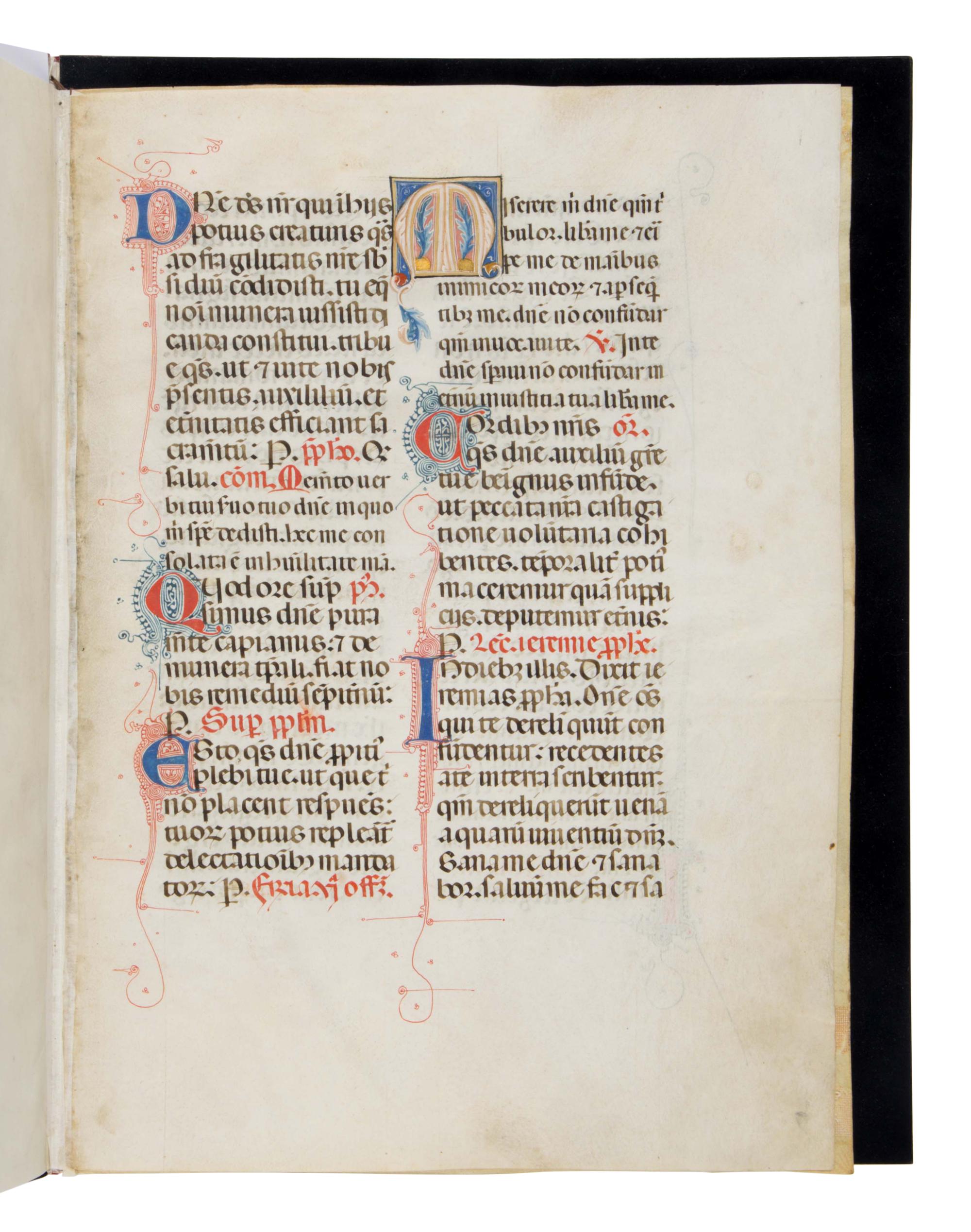 “Perugian Missal” (fragment) in Latin, illuminated manuscript with two historiated initials, on parchment [Italy, Perugia, c. 1315–1320