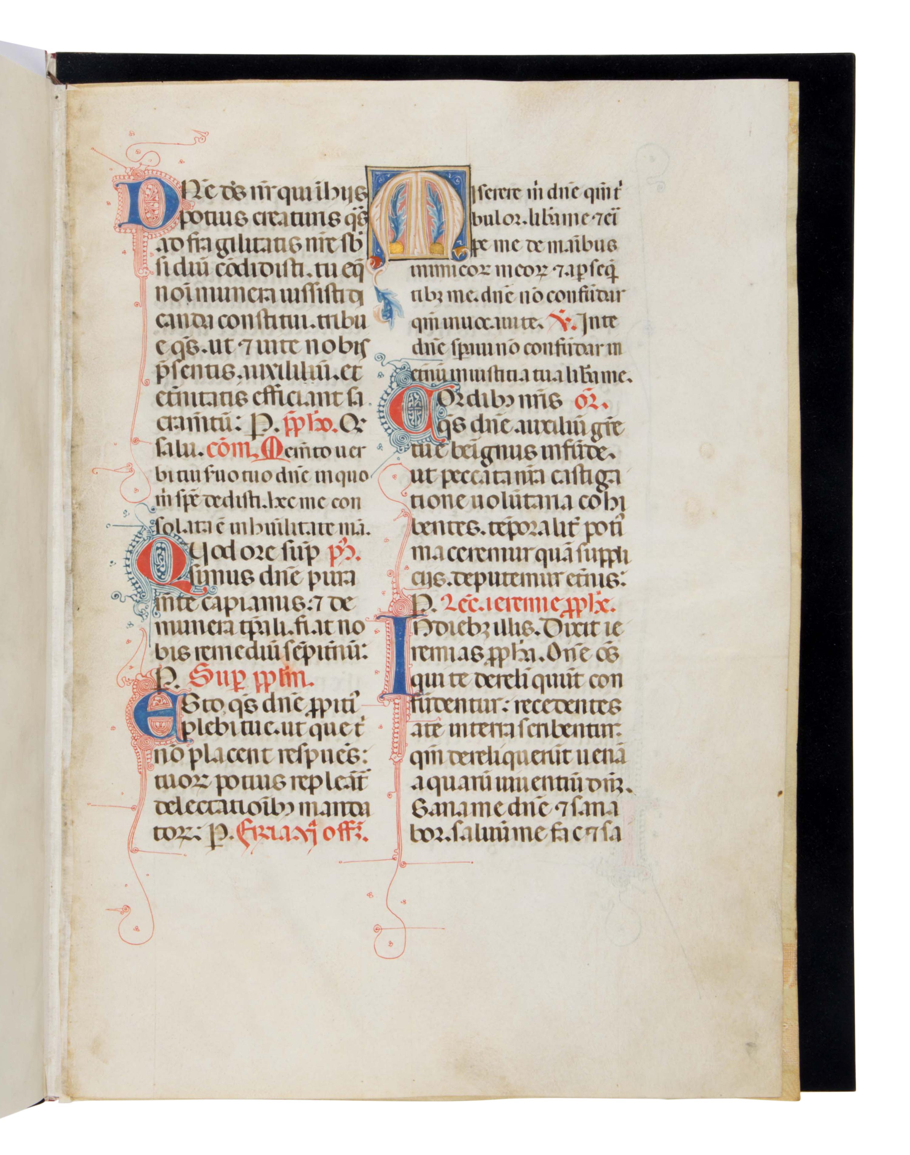 “Perugian Missal” (fragment) in Latin, illuminated manuscript with two historiated initials, on parchment [Italy, Perugia, c. 1315–1320