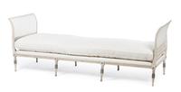 A Gustavian Painted Bench Height 34 1/4 x width 98 1/2 x depth 29 inches. — EARLY 19TH CENTURY