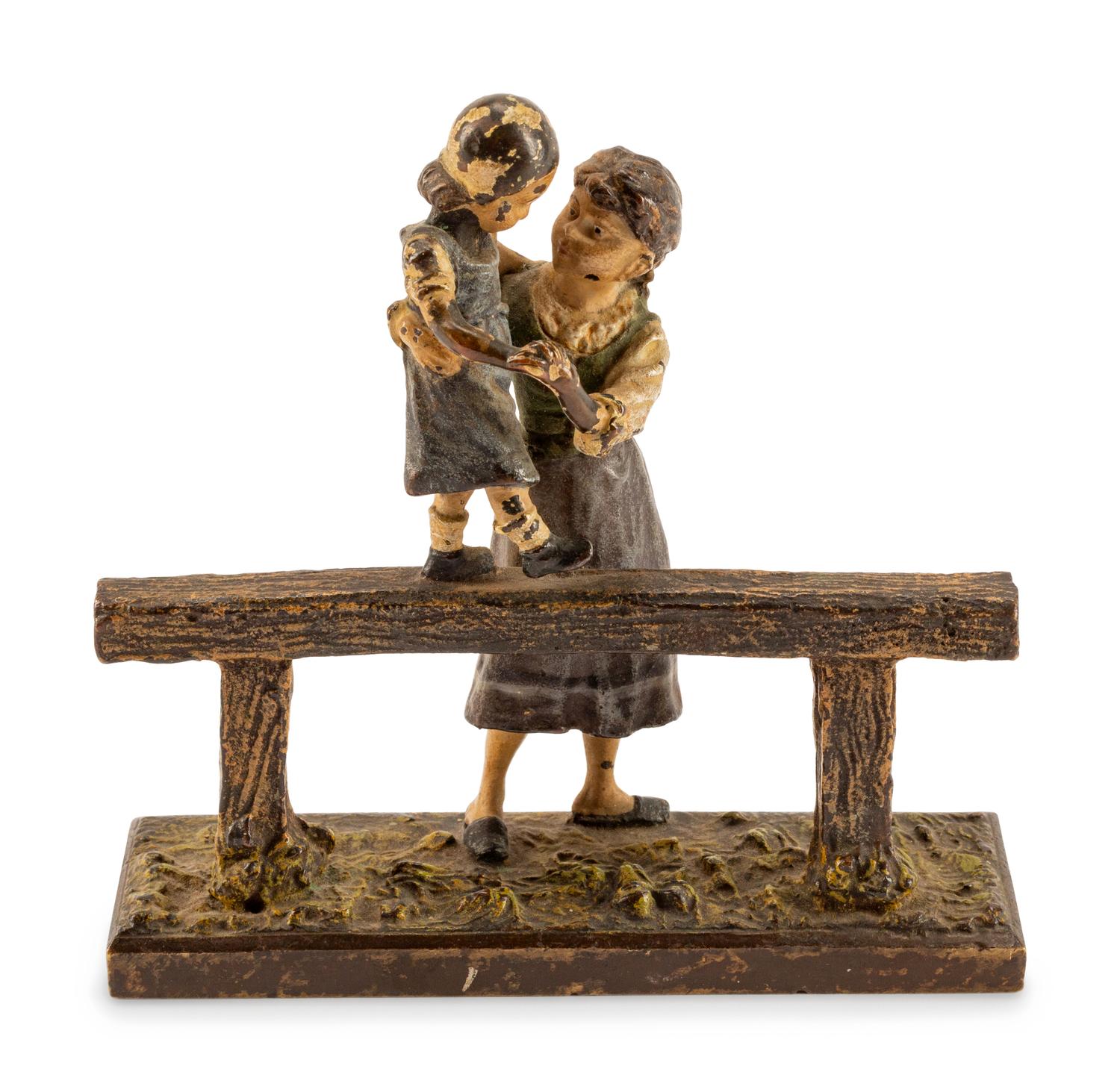 An Austrian Cold-Painted Bronze Figure of a Woman and a Girl — CIRCA 1900